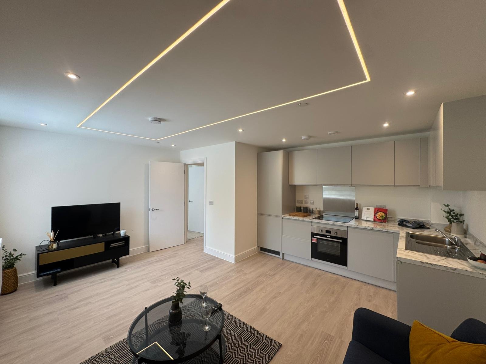 Automotive House open-plan living and kitchen