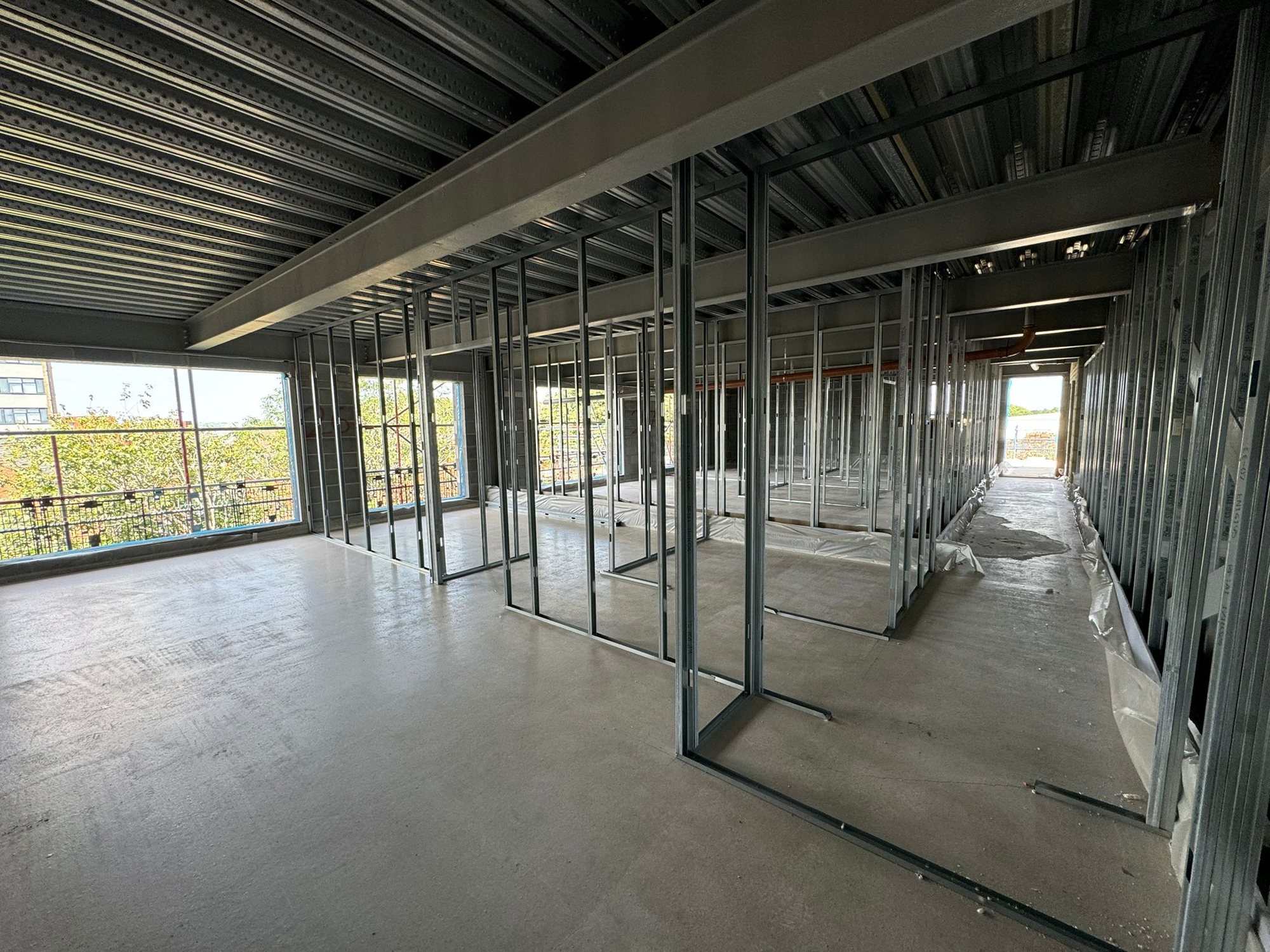 Cambridge Place floor of SFS framing ready for drylining