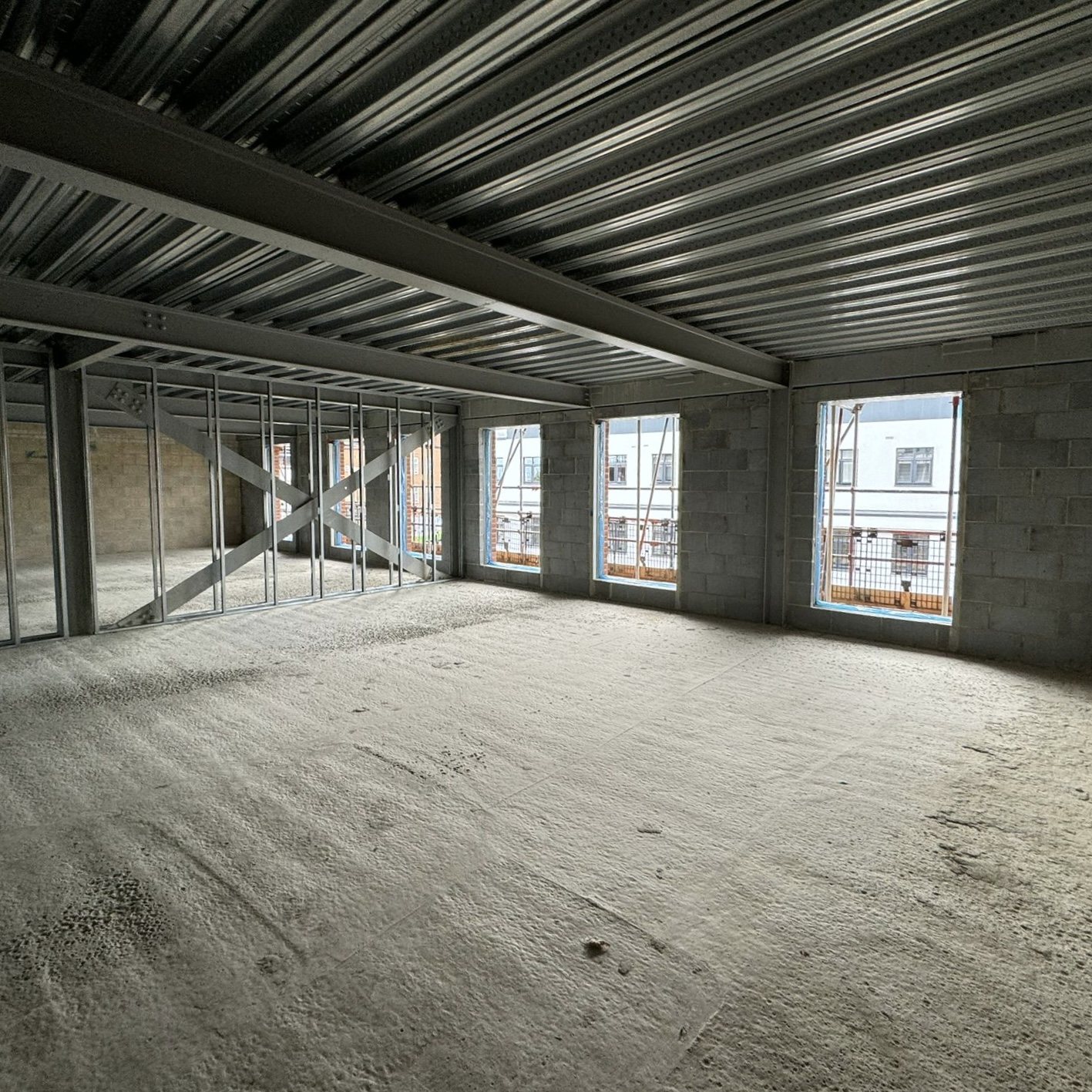 Cambridge Place SFS framing beneath the steel floor deck