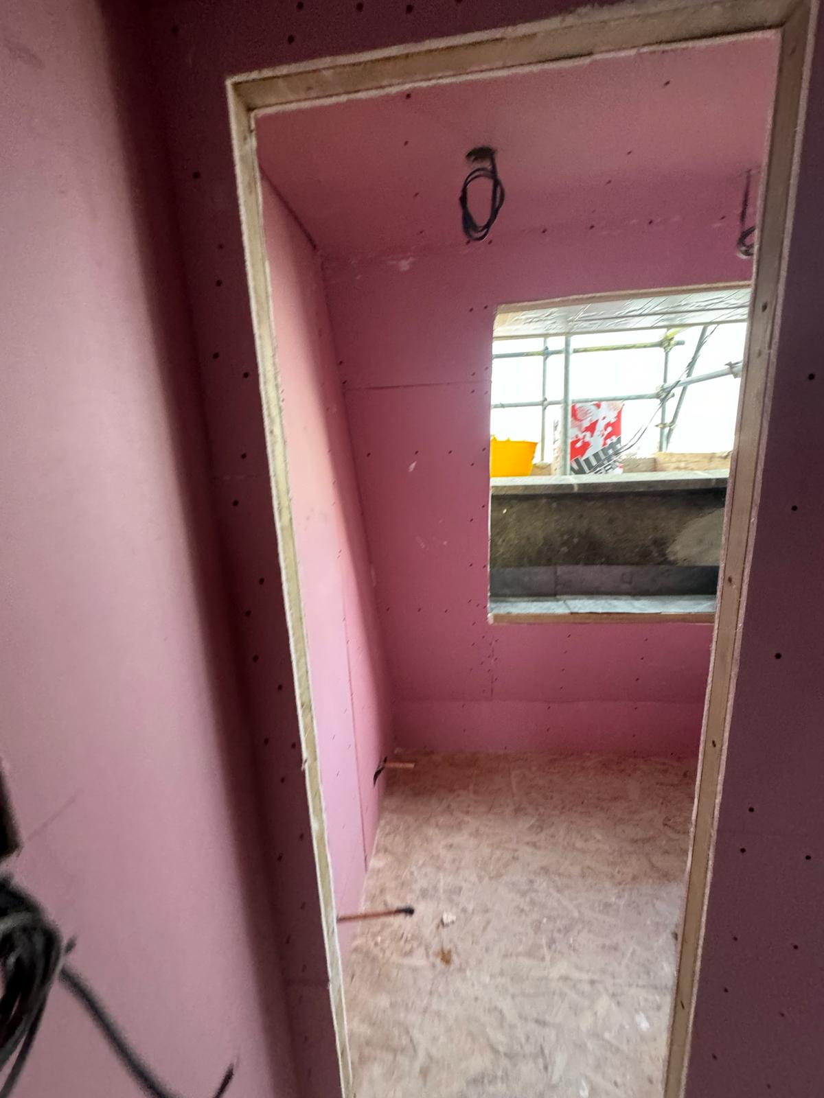 Pimlico loft boarded and plastered, ready for finishes