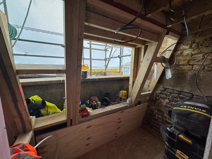 Pimlico loft — Dormer and stud framing before