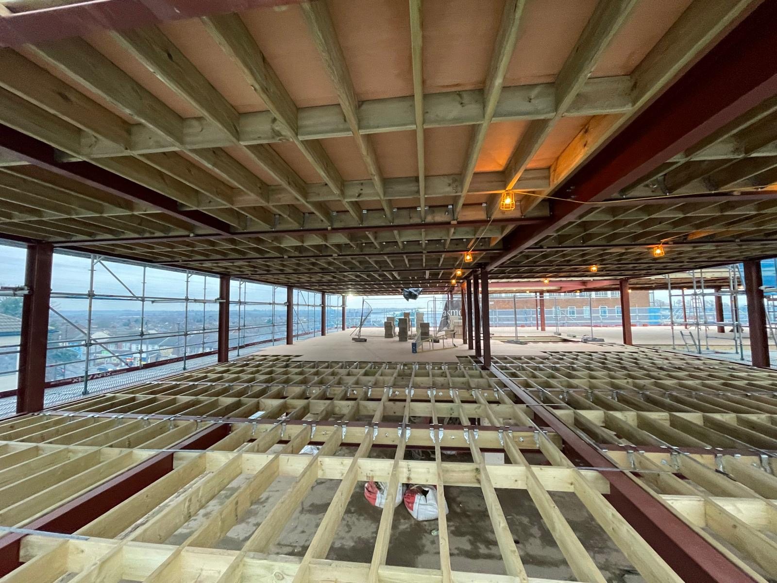 Sloane House steel and timber floor structure