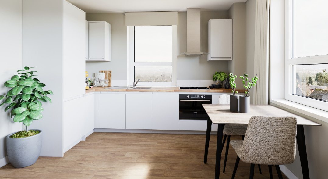 Sloane House finished kitchen and dining area