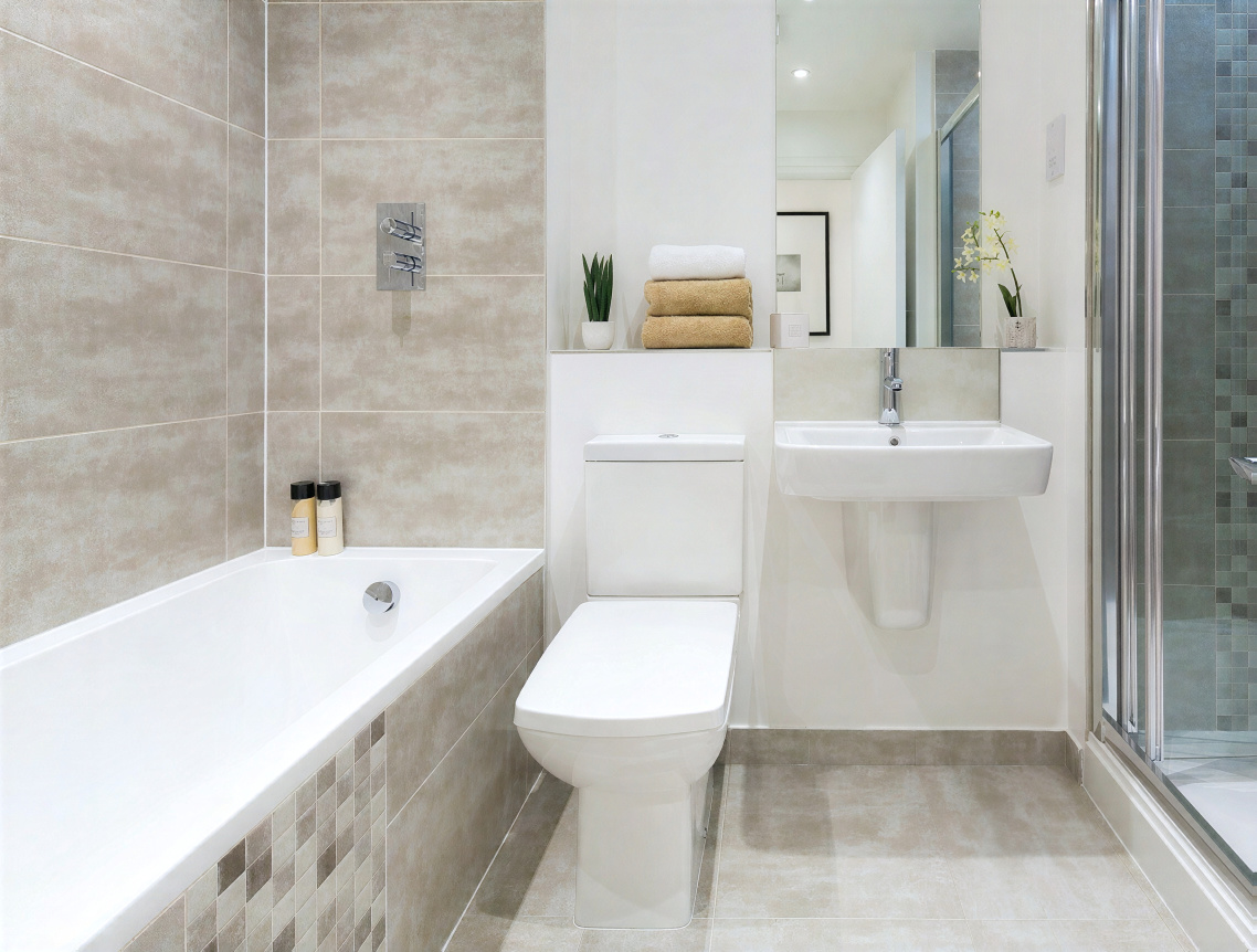The Exchange fully tiled bathroom