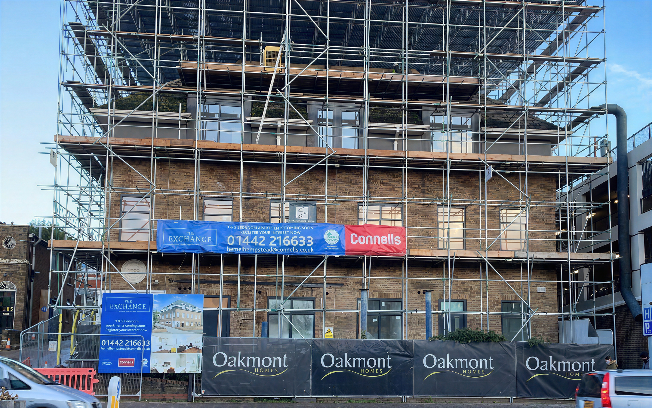 The Exchange under scaffold during construction