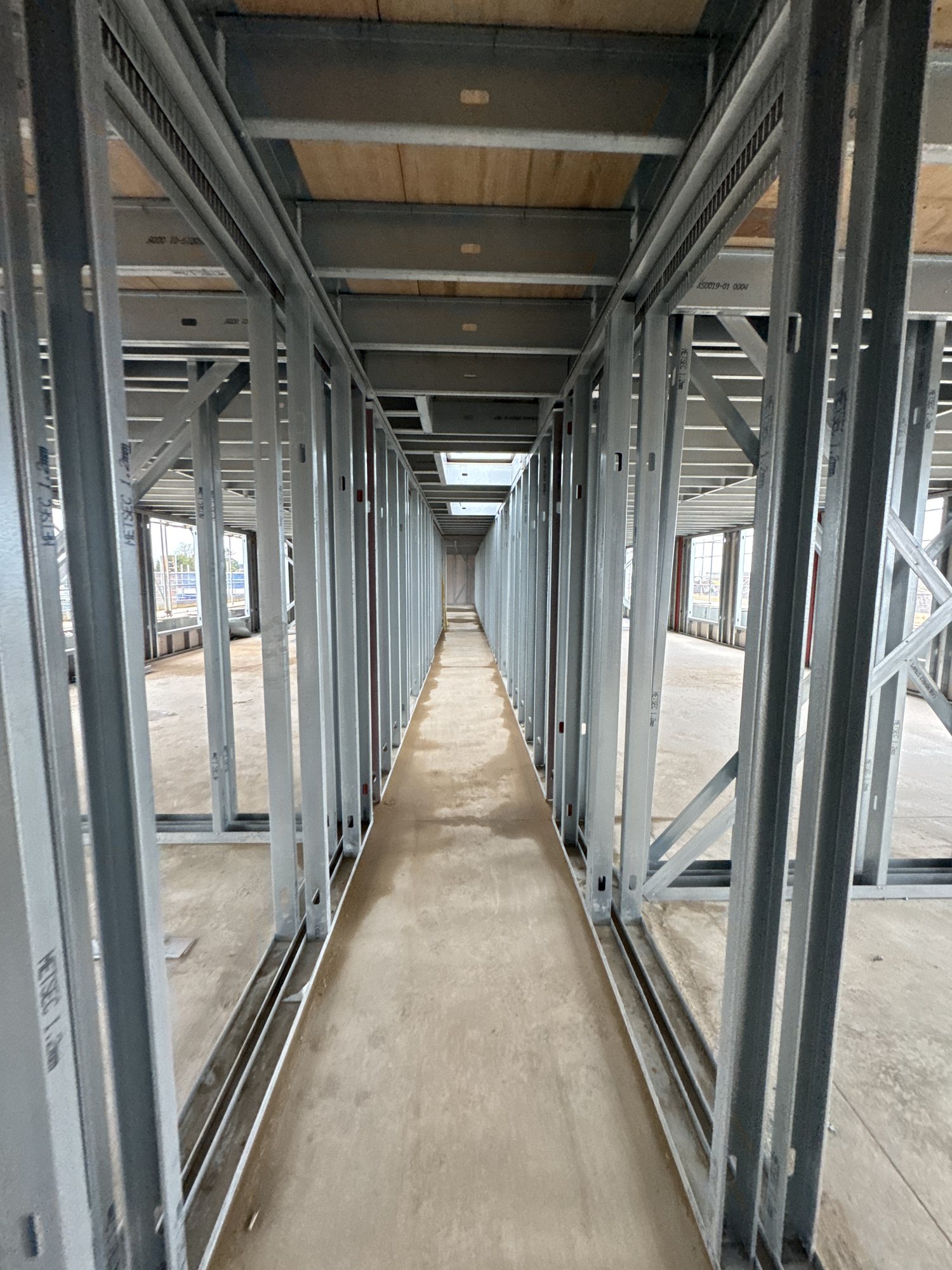 Tonman House stud framing to the apartment walls