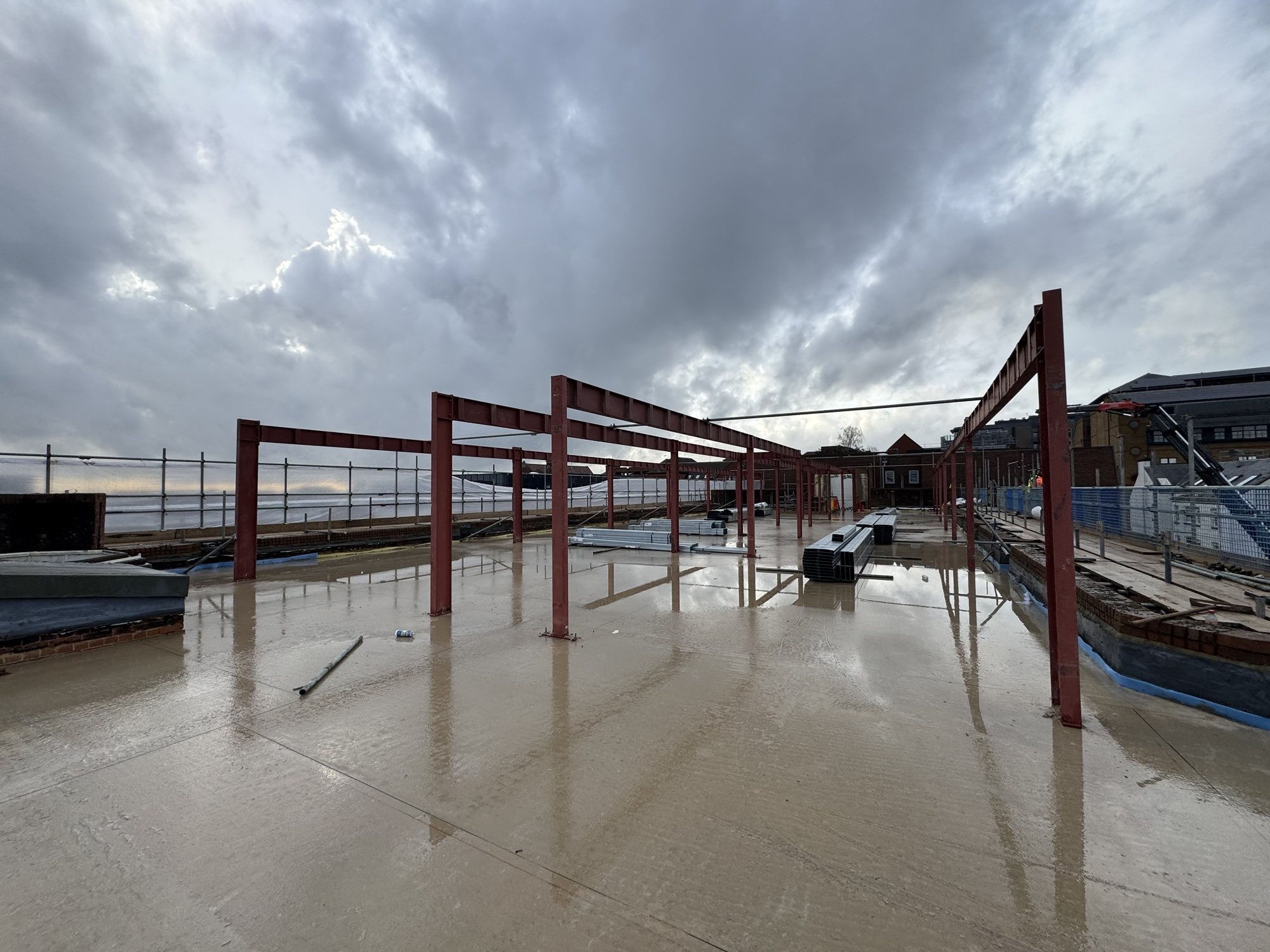 Tonman House structural steel frame for the new third floor